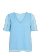 Vifalia V-Neck S/S Top - Noos Blue Vila