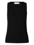 Slfanna U-Neck Tank Top Noos Black Selected