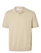 Slhmattis Ss Linen Blend Open Polo Noos Beige Selected