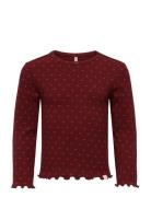 Kmgtrinny Aop Ls O-Nck Top Jrs Noos Burgundy Kids Only