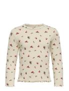Kmgtrinny Aop Ls O-Nck Top Jrs Noos Cream Kids Only