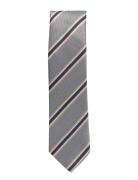 Striped Tie 7 Cm Grey Lindbergh Black