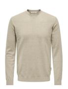 Onsloui Reg 12 Mel Crew Knit Noos Beige ONLY & SONS