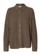 Slfviva Ls Sun Shirt Noos Brown Selected