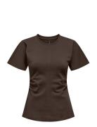 Onlmarie S/S Ruching Top Jrs Noos Brown ONLY