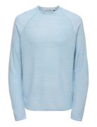 Onsapollo Reg Ls Struc Crew Knit Blue ONLY & SONS