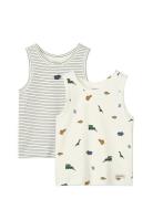 Faris Printed Tank Top 2-Pack Cream Liewood
