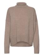 Chunky Roll Neck Sweater Beige Davida Cashmere