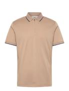 Slhfave Sport Zip Ss Polo Noos Brown Selected