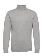 Man Chunky Roll Neck Sweater Grey Davida Cashmere