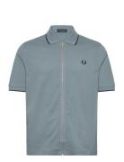 Textured Zip Polo Blue Fred Perry