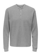 Onstobie Reg Ls Henley Tee Noos Grey ONLY & SONS