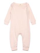 Striped Long Sleeved Romper W. Lapneck Pink Copenhagen Colors