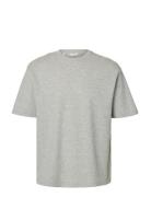 Slmlooseoscar Ss O-Neck Tee Noos Grey Selected