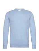 Man O-Neck Plain Blue Davida Cashmere