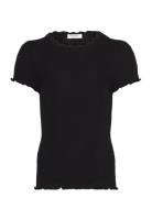 Rkbalta Modal Ss Lace T-Shirt Black Rosemunde Kids