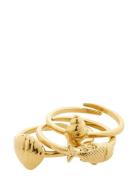 Breeze Rings 3-In-1 Set Gold-Plated Gold Pilgrim