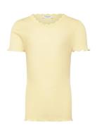 Rkbalta Modal Ss Lace T-Shirt Yellow Rosemunde Kids