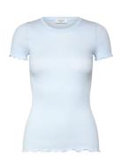 Rwbernadine Organic Ss O-Neck T-Sh Blue Rosemunde
