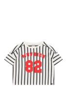 T-Shirt Vertical Stripe White Indian Blue Jeans