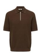 Onsmenu Reg Ss Structure Polo Knit Brown ONLY & SONS