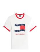 Tjm Reg Waving Flag Ss Ringer T White Tommy Jeans