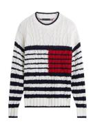 Breton Flag Cable Crew White Tommy Hilfiger