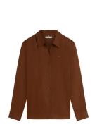 Ess Linen Relaxed Ls Shirt Brown Tommy Hilfiger