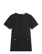 Gold Button Shift Mini Dress Black Tommy Hilfiger