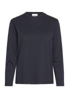 Basic O-Neck Tee L/S Navy Enkel Studio