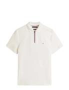 Liquid Cotton Rwb Zip Reg Polo Cream Tommy Hilfiger