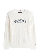 Graphic Cable Cn Sweater White Tommy Hilfiger