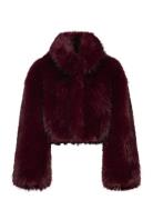 Faux Fur Crop Jacket Burgundy ROTATE