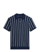 Knitted Vertical Stripe Ss Polo Navy Tommy Hilfiger