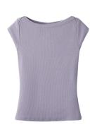 Nlfenvo Ss Short Boatneck S Top Purple LMTD