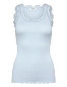 Rwbabette Silk Sl U-Neck Long Lace Blue Rosemunde