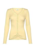 Silk Cardigan W/ Lace Yellow Rosemunde