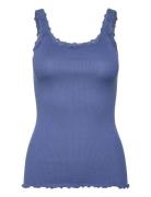 Silk Top W/ Lace Blue Rosemunde