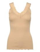 Organic Top W/ Lace Beige Rosemunde