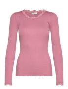 Silk T-Shirt W/ Lace Pink Rosemunde