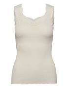 Rwbeatha Silk Sl Lace Top Cream Rosemunde