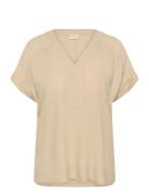 Kcmille Wing Sl Blouse Beige Kaffe Curve