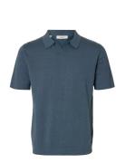 Slhmattis Ss Linen Blend Open Polo Noos Blue Selected
