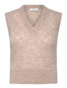 Rwaida Alpaca Sl V-Neck Vest Beige Rosemunde