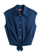 Tjw Tie Front Poplin Shirt Navy Tommy Jeans