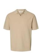 Slhmattis Ss Linen Blend Struc Polo Noos Beige Selected