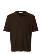 Slhmattis Ss Linen Blend Struc Polo Noos Brown Selected