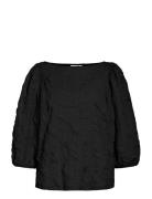 Videvera Boatneck 3/4 Jacquard Top/R/1 Black Vila