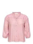 Carsimme 3/4 V-Neck Shirt Wvn Pink ONLY Carmakoma