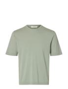 Slmtorino Ss Knit Crew Neck Noos Green Selected